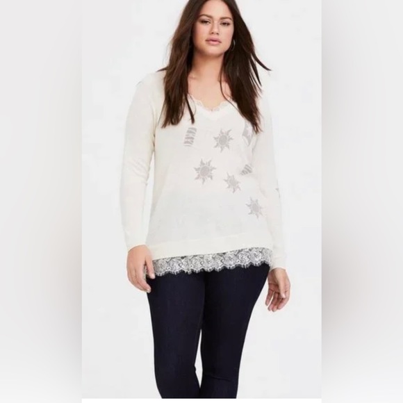 NWT Torrid/cream Disney’s Tangled light weight long sleeve layered sweater3X 5X - Picture 2 of 11